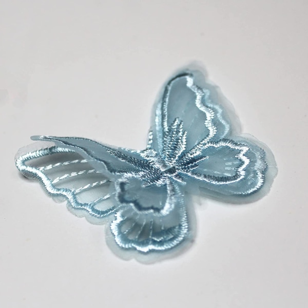 20 st Butterfly sy Patch sömnad DIY (Ljusblå, 2,36 x 1,96 tum)