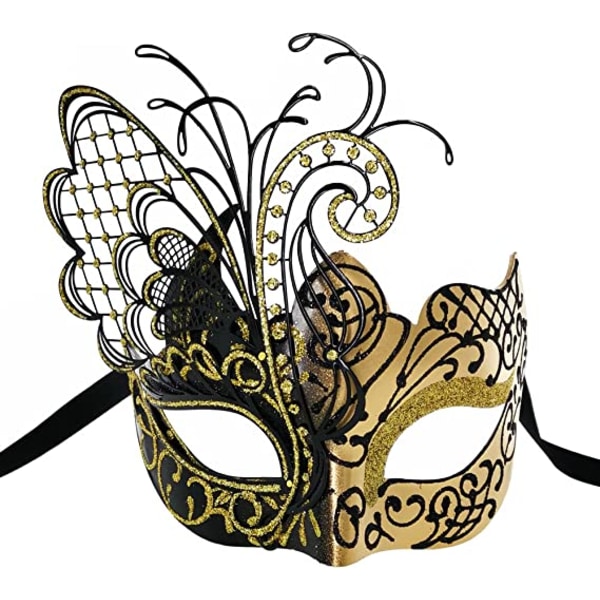 Butterfly Rhinestone Metal Venetian Women Mask til Maskerade