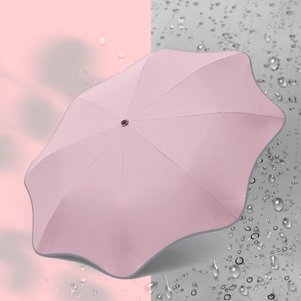 Rundhörnigt paraply med reflexremsa 8 ribbor (rosa)