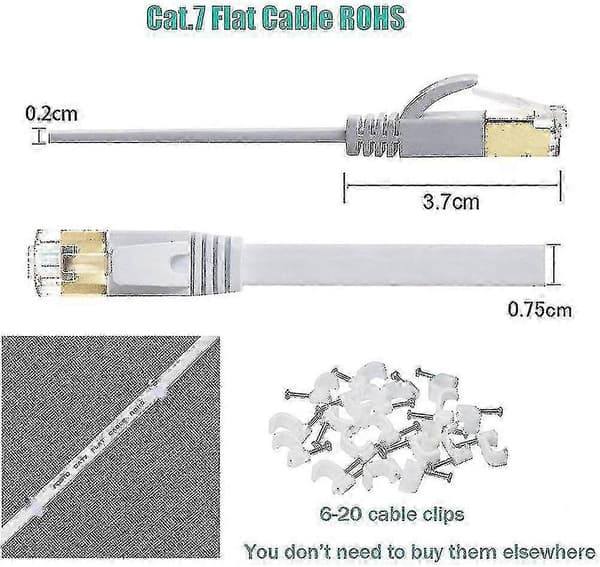 Cat7 Ethernet-kaapeli 30m Luokka 7 Litteä Rj45 Nopea 10gbps Internet - XC