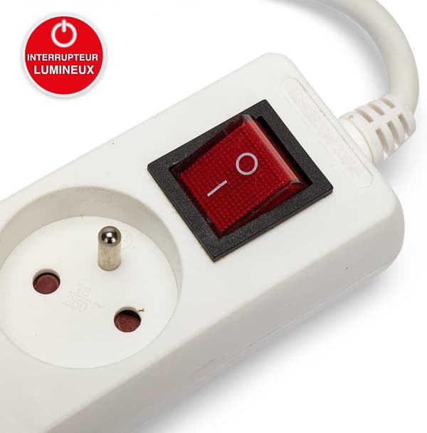 Stikdåse 10/16A + Afbryder – 3G1mm2, 4 Stik