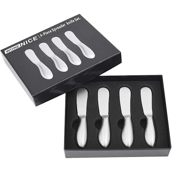 Osteknive - Cocktailknive i Rustfrit Stål til at Smøre Pålæg, Ost, Smør, Charcuteriebræt (sæt af 4)