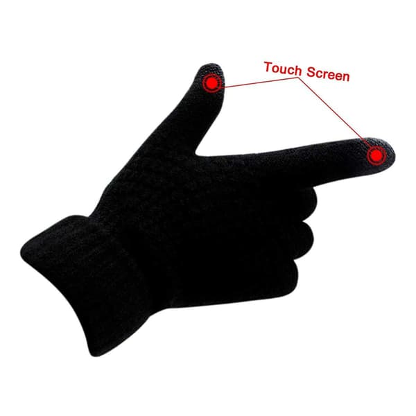 Dame vinterhandsker, strikkede handsker, touchscreen handsker, sport, varme og vindafvisende vinterhandsker black