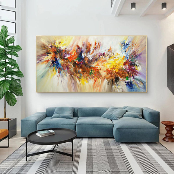 Stor abstrakt malerkunst Fargerik blomsterplakat Lerretsmaling til stuen Veggkunstbilder Hjem Dekorativ 80x160cm Rammeløs