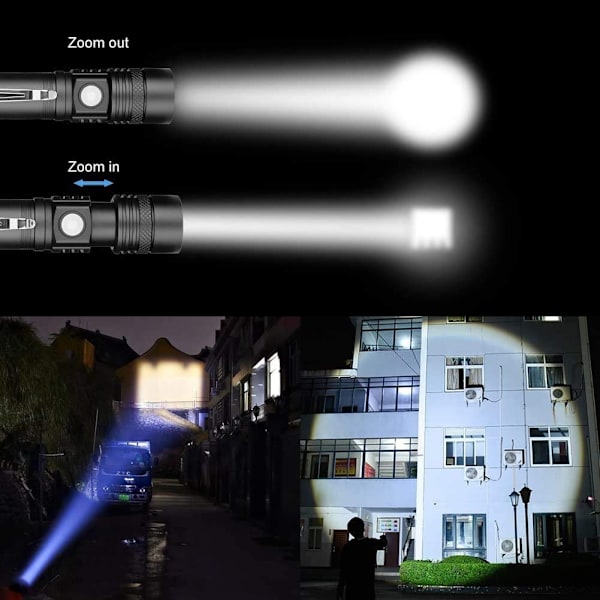 USB-genopladelig LED-lommelygte, IP65 vandtæt (batteri inkluderet)