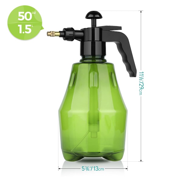 Planteforstøver Sprayflaske, 1,5L Tryk Planteforstøver (Grøn)