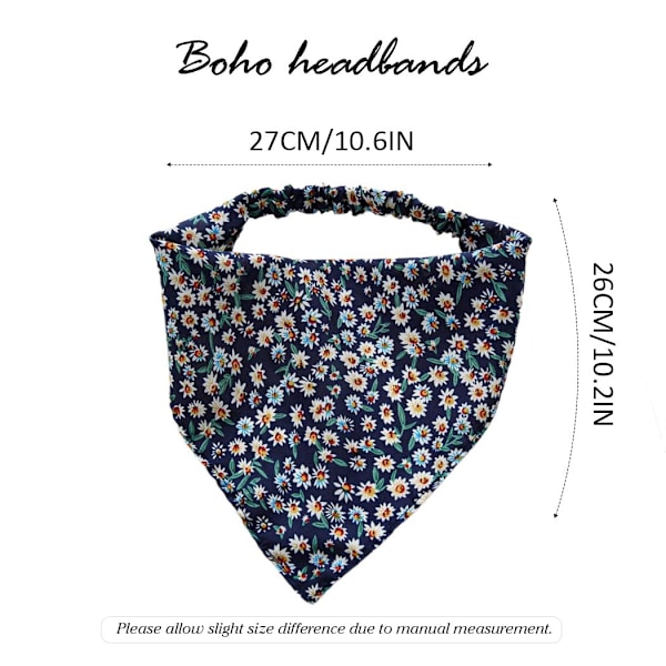 3 stk. Blomsterhovedtørklæde Hovedbånd Chiffon Elastisk Hovedtørklæde