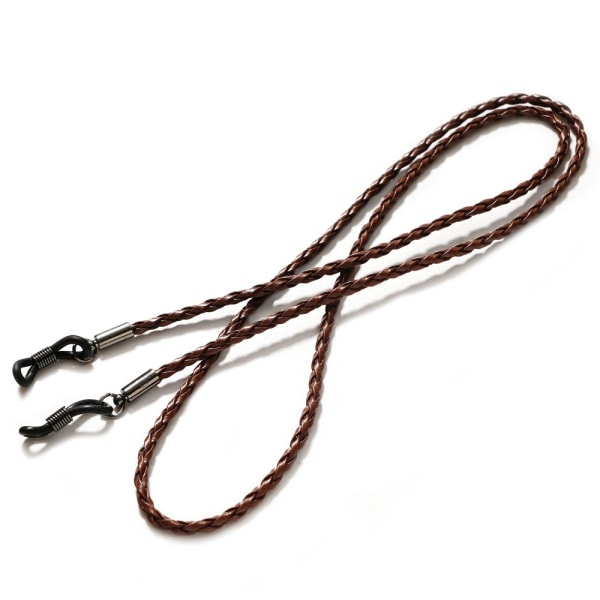 Briller Kæder Lanyards Læder Briller Halsrem Strop Reb Bånd Læder Brille Snor Justerbar Ende Briller Holder Briller Tilbehør,2stk,Brun brown