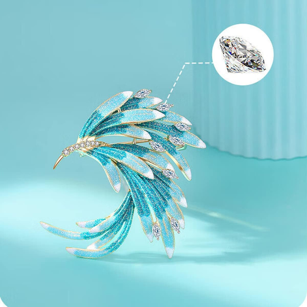 Phoenix Feather Brooch Pins Legering Broscher til Kvinder-Blå