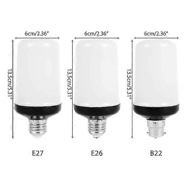2 st LED-flamlampa 5W med simulerad flammeffekt Halloween-dekorationlampa (E27 gul flamma)
