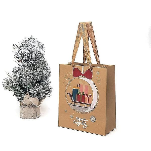 12 st Jul Papperspåsar, Julklappspåsar med Handtag, Julklappspåsar i Kraftpapper, Julpapper