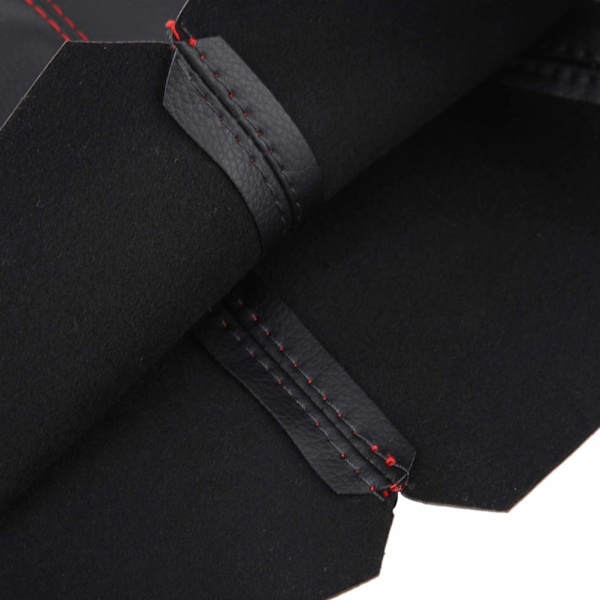 Växelspaksknopp Damask Gaiter Boot Cover Kit, Universal Bright Black PU Läder Växelspaksknopp Cover Svart Bright Röd Söm Växel Damask Boot Cover