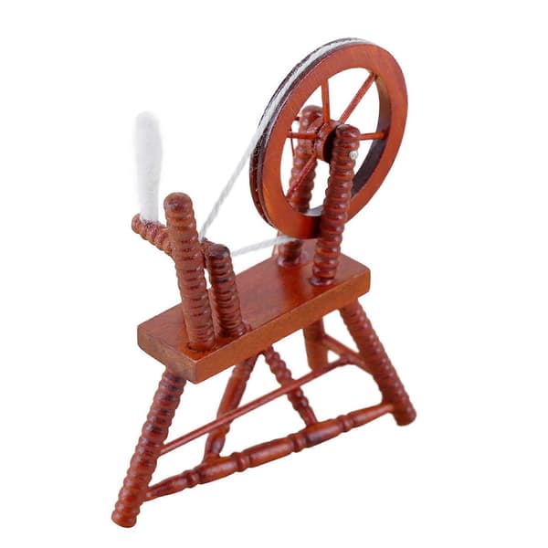 1/12 Dollhus Mini Möbeltillbehör Retro Spinnhjul Landskapsdekoration