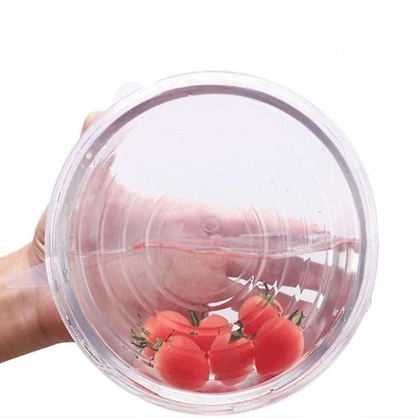 6 st Återanvändbara Miljövänliga Elastiska Lock Förvaring Kök Transparent