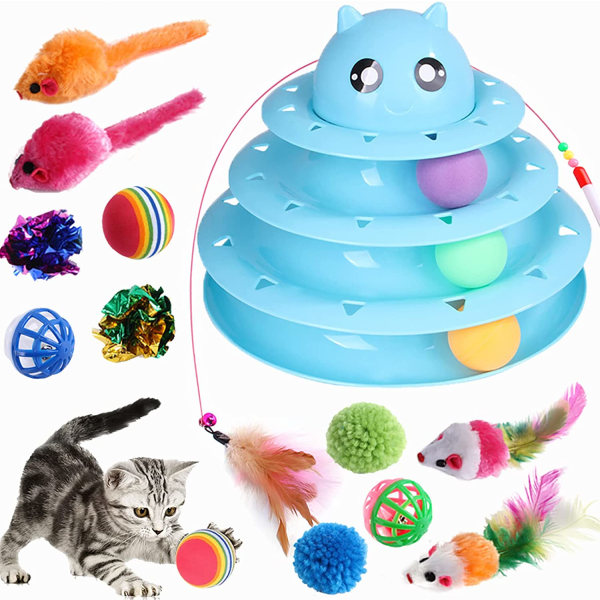 14 ST Cat Toys, Tillbehör i slumpmässig färg