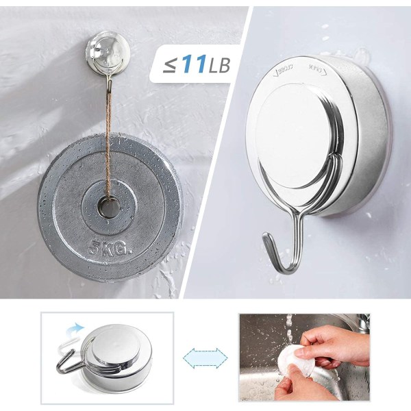 Sugkopp Krokar Silver Twist Sugkopp Avtagbar 2 st