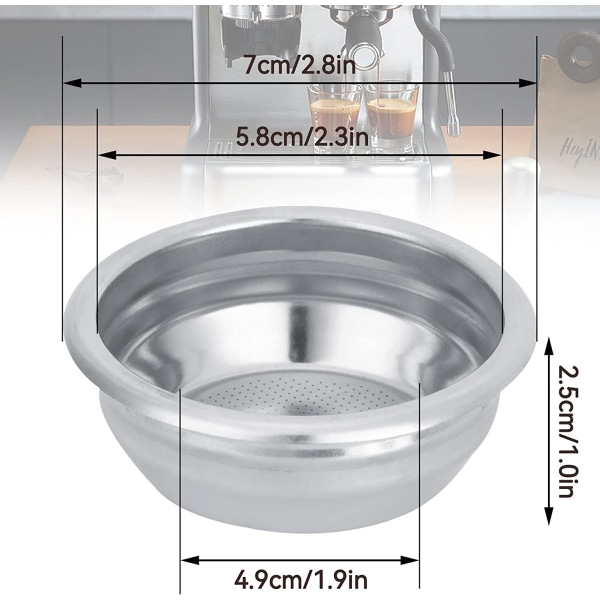 58mm 2 kopper rustfrit stål filterkurv, bundløs