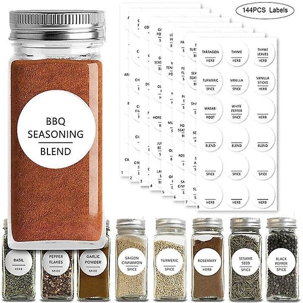 144pcs Labels For Spices - Organize - Stickers White