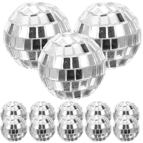 12 stk. Sølv Disco Kuler Hengende Glass Speil Disco Kuler Disco Hengende Ornament Kuler