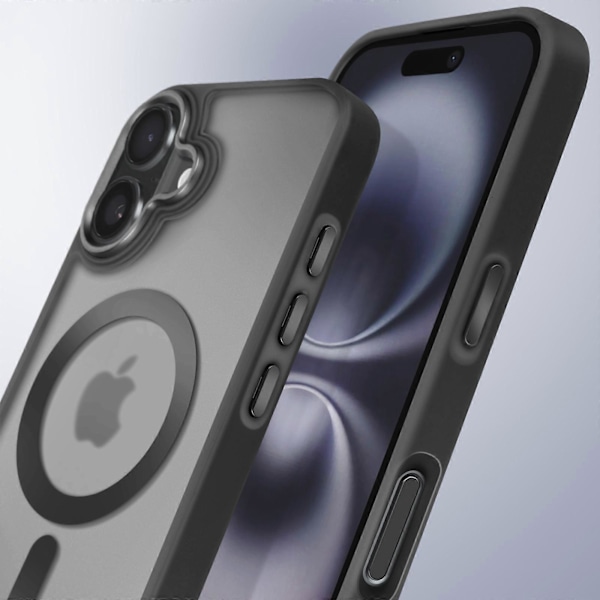 MagSafe-kotelo iPhone 16 Plus: Mattainen takakuori, huurrettu, musta