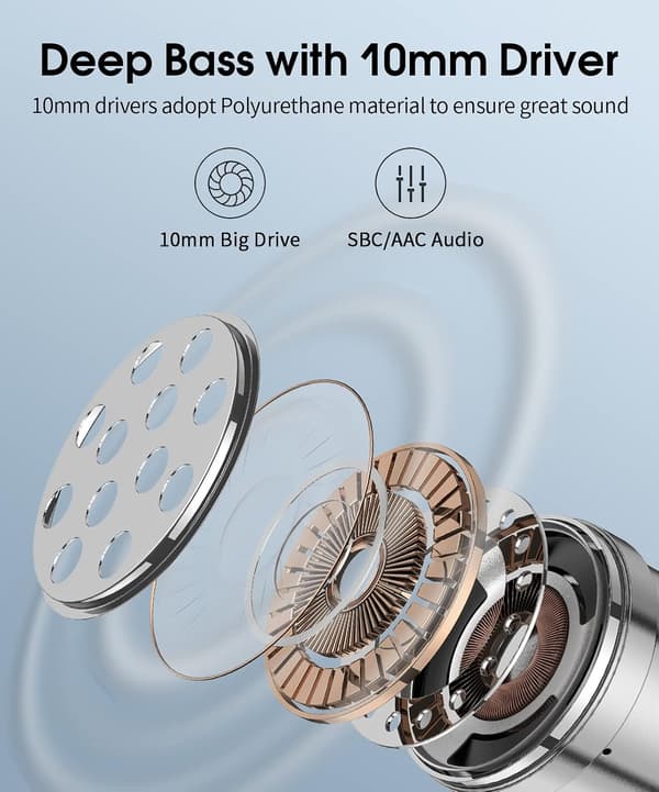 Trådløse hodetelefoner, Bluetooth 5.1 for sport, løping, trening, treningsstudio