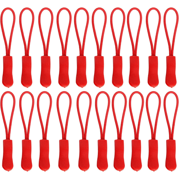 20 stk lynlåstræk - lynlåsfikser - stærk nylonsnor (rød)