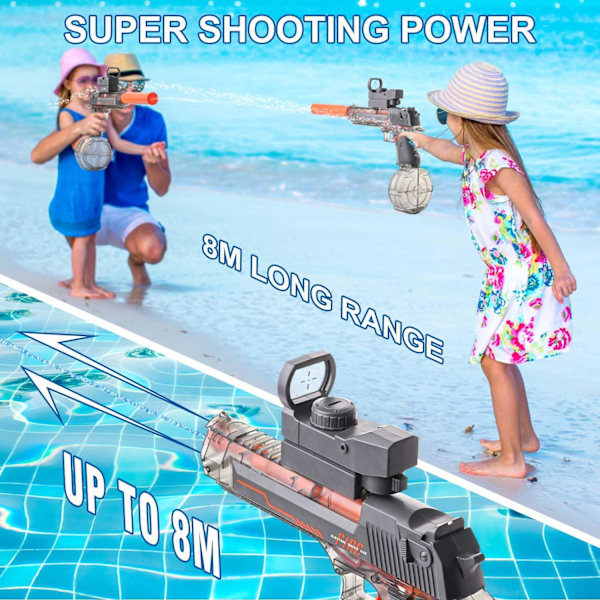 Elektrisk vattenpistol, manuell och automatisk koppling vattenpistol, ultralång räckvidd, stor kapacitet, ultralång standby, lämplig för sommarpoolpartyn A