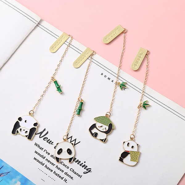 Kirjanmerkit Söpö Panda Muotoinen Metalli Kirjanmerkki Pakkaus 4