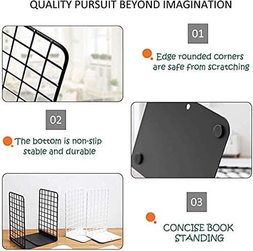 Metallbokstöd, 1 par moderna geometriska designbokstöd, stora tunga bokstöd för kök