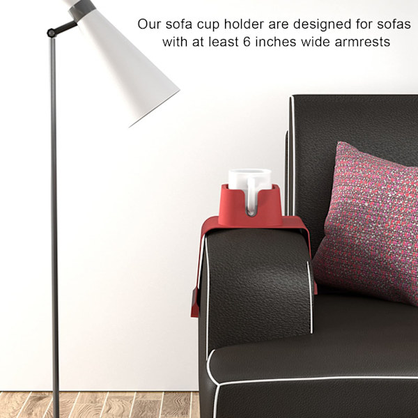 Koppholder for sofa, koppholder for sofa i silikon, sølsikker, rød
