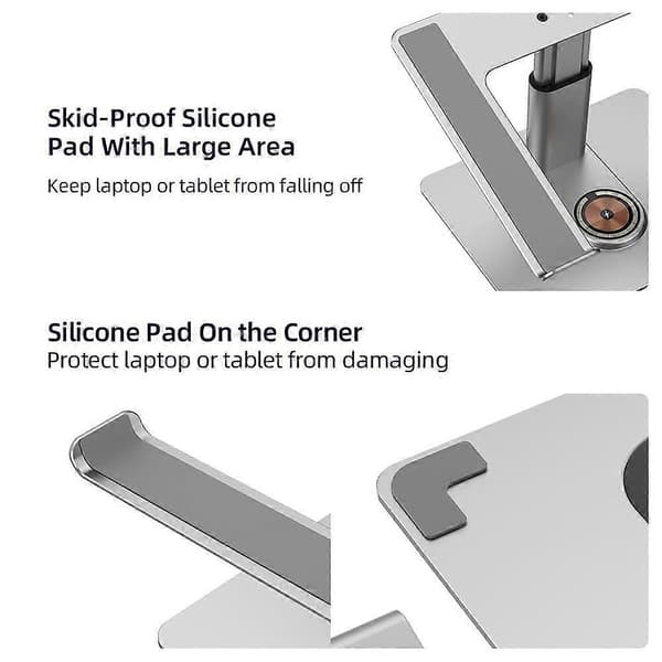E7BW 15W Trådlös Laddare Aluminiumlegering Skrivbordsställ Laptop Riser - Silver