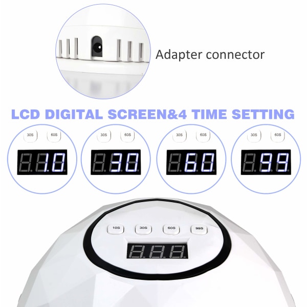 UV LED neglelampe, Hurtigere negletørrer til gellak, neglehærdende lampe med 4 timerindstilling autosensor LCD-skærm til finger- og tånegle