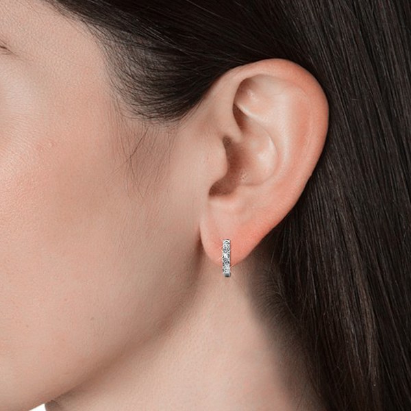 Hoop Loop örhängen 18K vitt guld med Element Crystal gnistrande smyckeskrin present till mors dag kvinnor flicka mamma fru