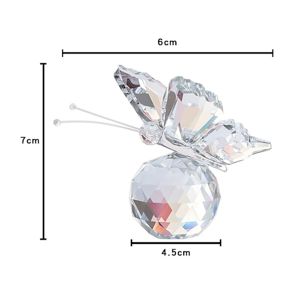 Krystal sommerfugl, krystalglas sommerfugl med kuglebase, ornament kunstglas dekorativ til hjemmet indretning statue dyr glas sommerfugl indretning (klar)