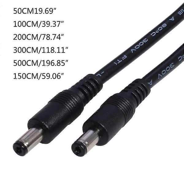DC5521 til DC5521 Kabelledning 18AWG DC5.5m x 2.1mm Han til Han Stik Adapterledning