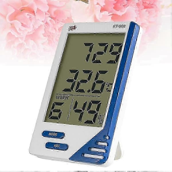 KT-908 LCD Elektronisk Temperatur Luftfuktighetsmätare Digital Termometer Hygrometer för Hem Inomhus