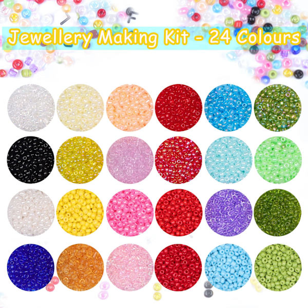 Glass Beads Kit 9600Pcs, DIY Beads for Jewelry Making Kit, 4mm