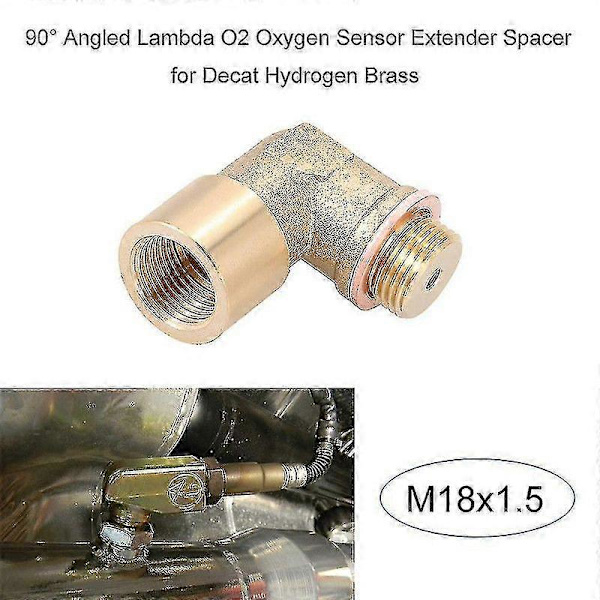 90 Graders Vinklet Lambda O2 Ilt Sensor Forlænger Spacer Til Decat Hydrogen Messing M18x1.5