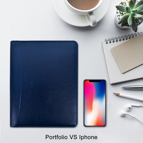 Skrivmapp A4 dragkedja, clipboard affärsmapp konferensmapp, dokumentmapp läder, portfölj padfolio blå