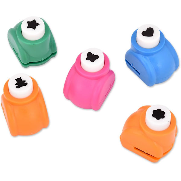 Stil Papirhullsett, 5 Mini Craft Hullmaskiner for Scrapbooking, Flerfarget