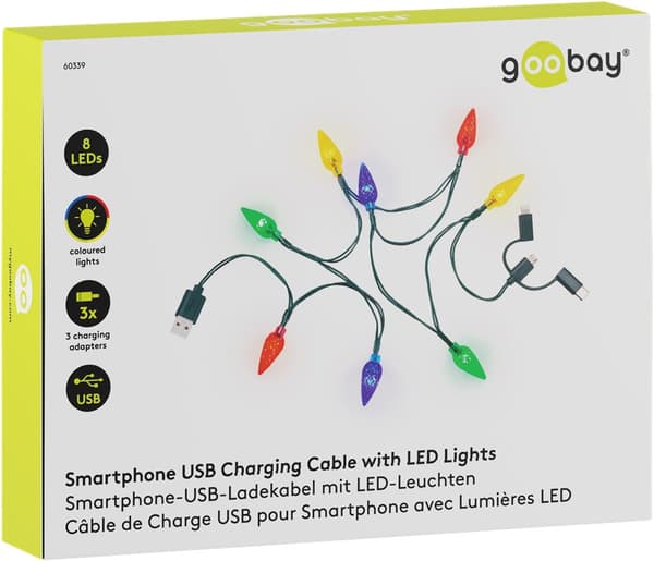 USB-ladekabel til smartphone med LED-lys