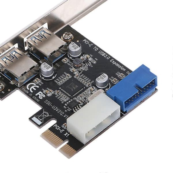 Pci-E X1 til 2 porter 19-pinners Usb 3.0-header Pci Express Usb 3.0-kortadapter