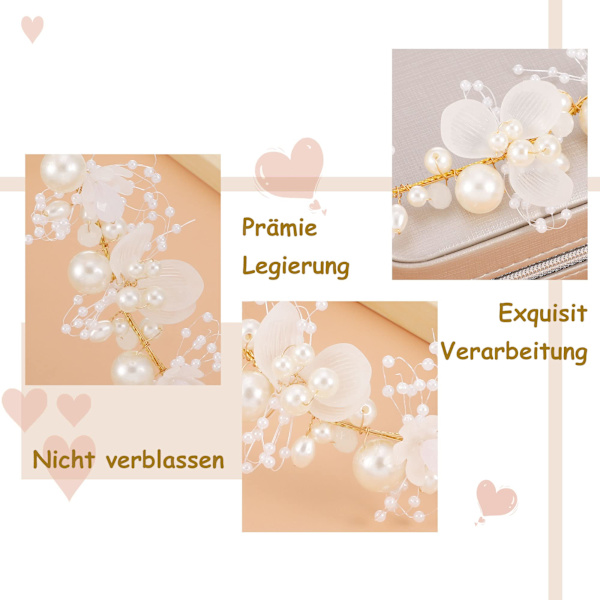 Hodeplagg Blomsterpike Hodebånd, Hode Vinstokker, Gull Perle Hodebånd, Perle og Blomsterkrone Hodeplagg, Prinsesse Krystall Jente Hårtilbehør