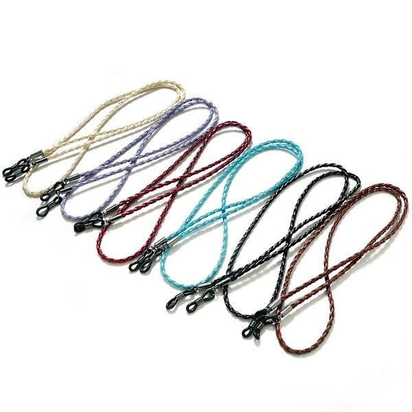 Glasögonkedjor Halsband Läder Glasögon Halsband Snöre Rep Band Läder Glasögon Sladd Justerbar Ände Glasögonhållare Glasögontillbehör, 2 st, Brun brown