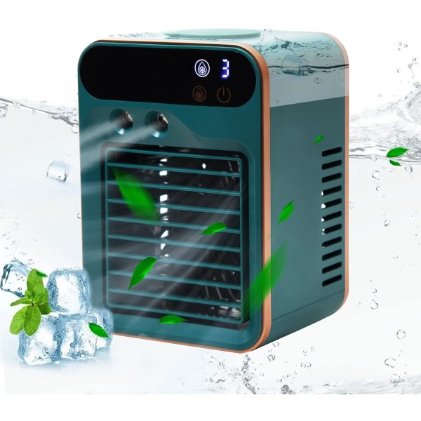 Bärbar luftkonditionering-4000mAh uppladdningsbar kontorsluftkonditionering i tre hastigheter och sprayhastighet, portabel förångningsfläkt med spray