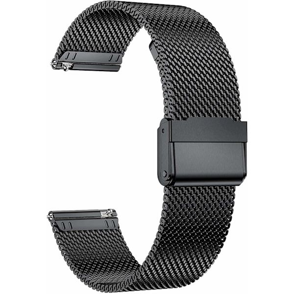 22mm Watch Strap Quick Release Rustfritt Stål Svart Loop Kompatibel for Samsung Galaxy Watch 3 45mm HUAWEI GT2 46mm Watch Band (22mm, Svart)