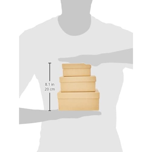 Små, medelstora och stora rektangulära häcklådor (paket med 3), brun