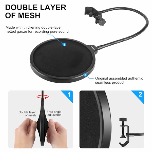 Professionel mikrofon popfilter maske 1 pakke