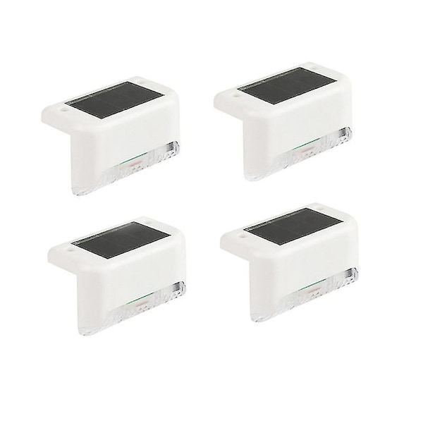 4-pack solcellslampor för utomhusbruk, vattentäta LED-lampor med varmt vitt ljus, solcellslampor för trappor, staket, däck White Cover Warm
