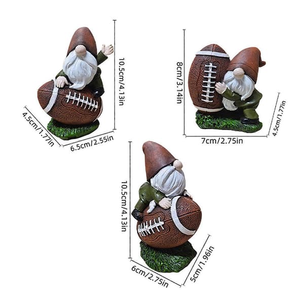 Julehave Rugby Nisse Figur Holdbart Harpiks Materiale Mini Ornamenter